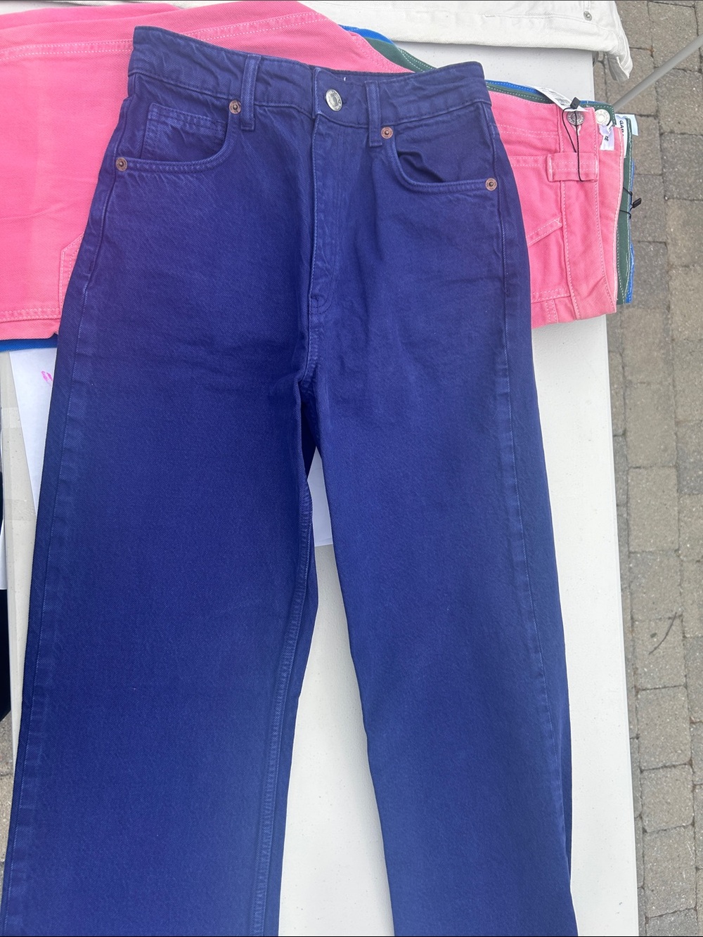 Zara Women's High-Rise Straight Jeans in Deep Blue